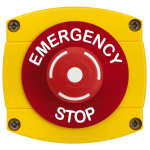 Yellow/Black Backbox with Red Push On/Twist Off Button "EMERGENCY STOP"