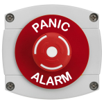 Grey/Black Backbox with Red Push On/Twist Off Button "PANIC ALARM"