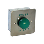 Green Dome Exit Button "PRESS TO EXIT" (Flush)
